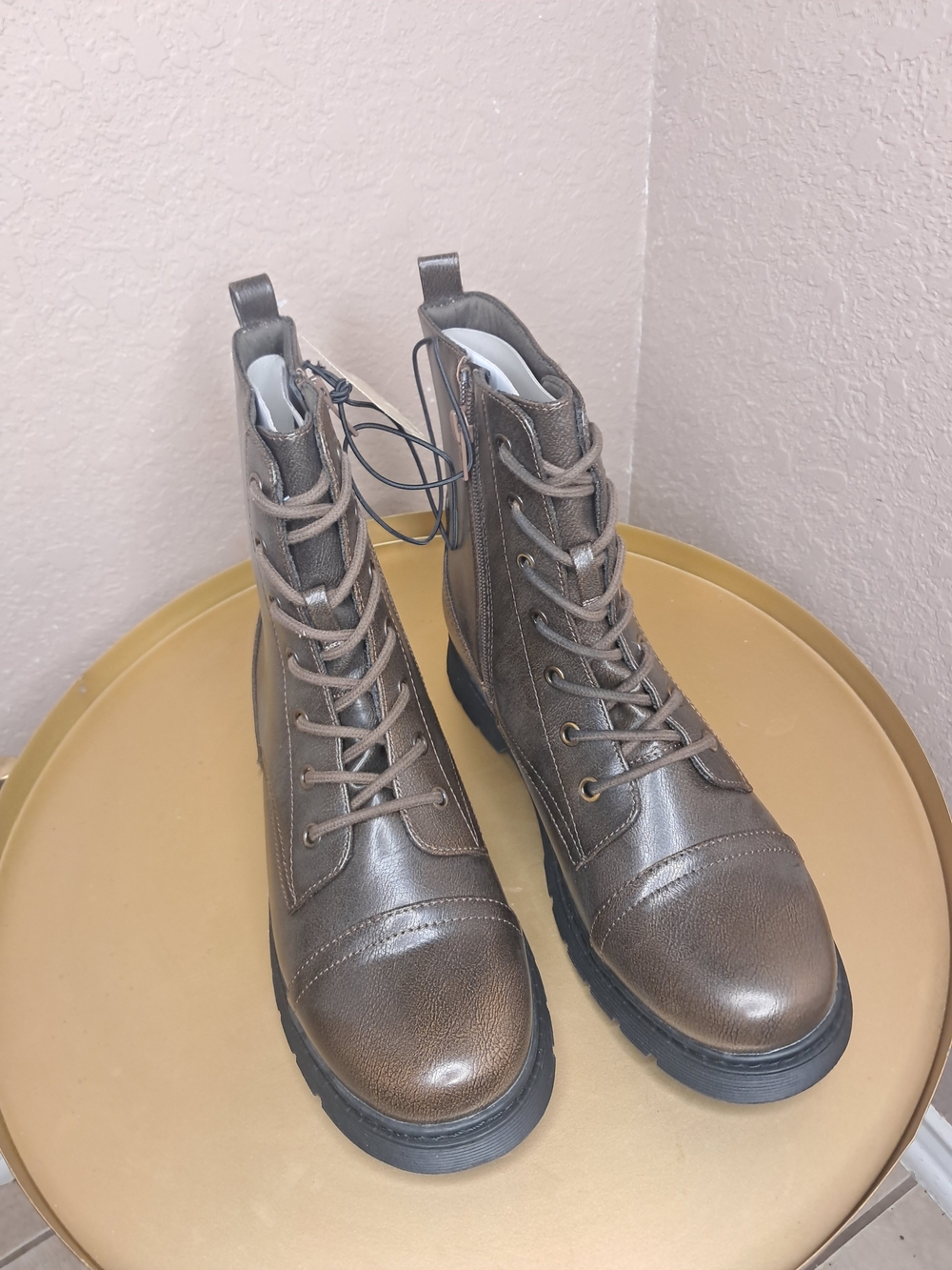 Arizona Jean Company Brown Lace-Up Combat Booties